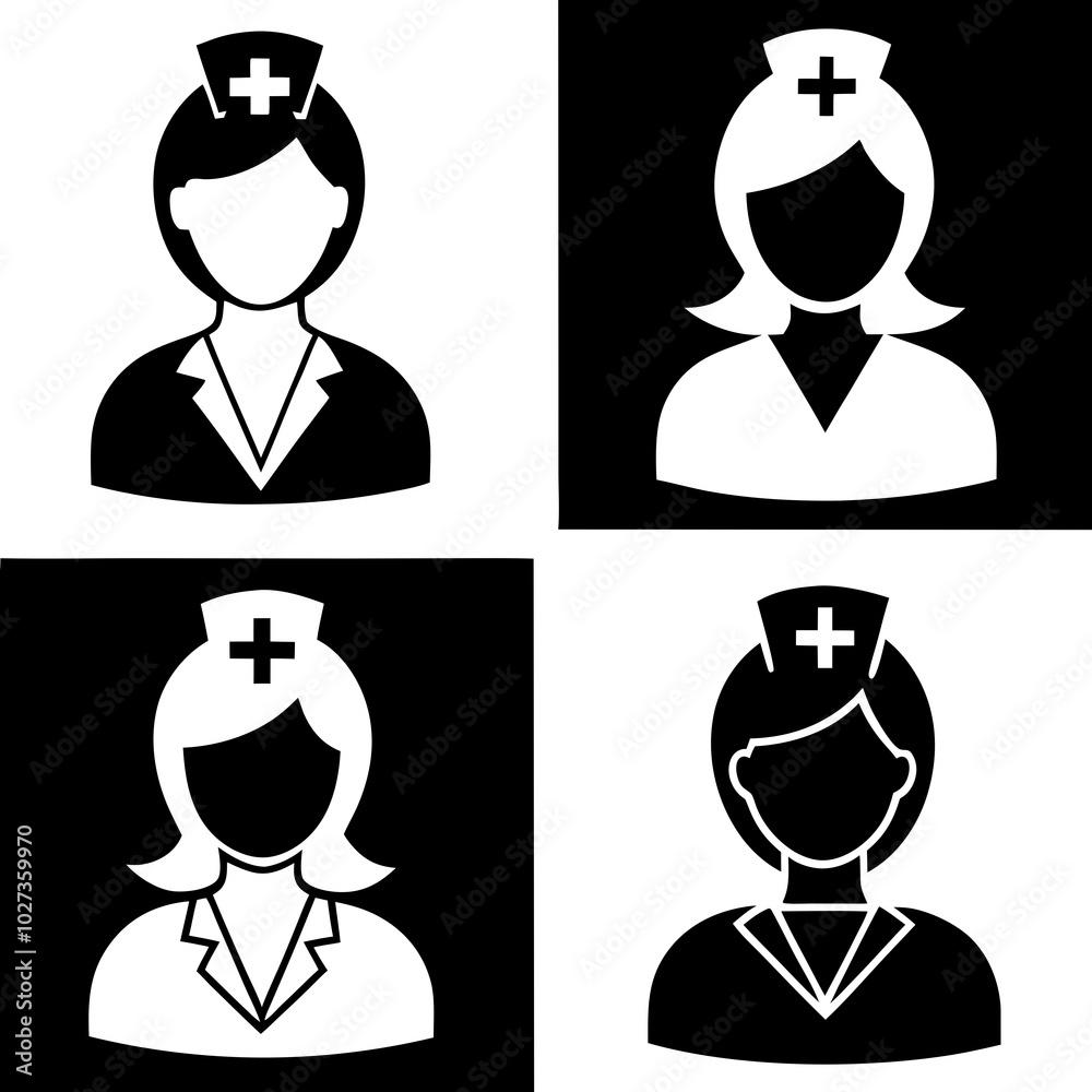 Silhouette of a Dedicated Nurse in Uniform Silhouette of a Dedicated Nurse in Uniform