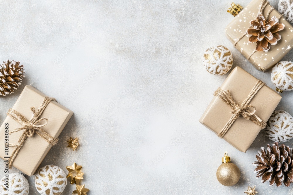 Christmas gifts box on festive background Christmas gifts box on festive background