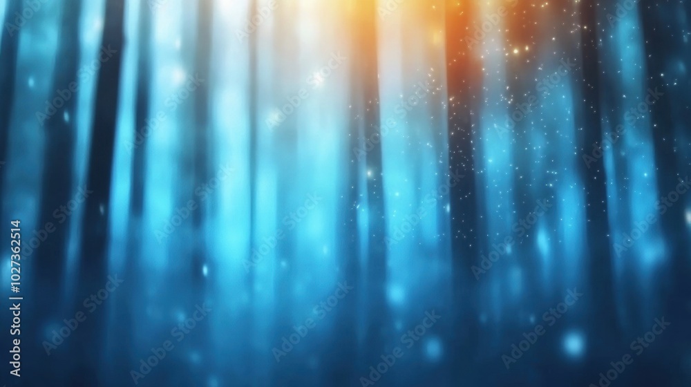 Mystical forest with ethereal blue and orange light, AI Mystical forest with ethereal blue and orange light, AI