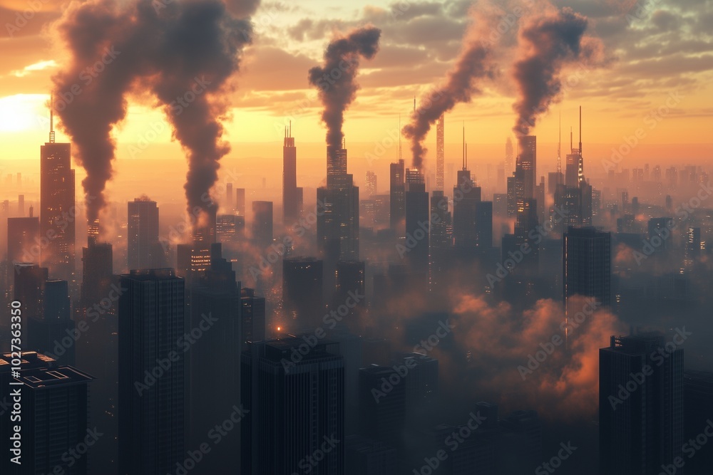 Obraz premium city air pollution by generative ai