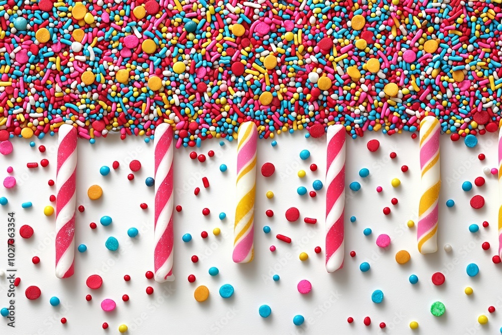 Fototapeta premium hyper realistic photo of Colorful candy sprinkles , copy space, copy space for text,