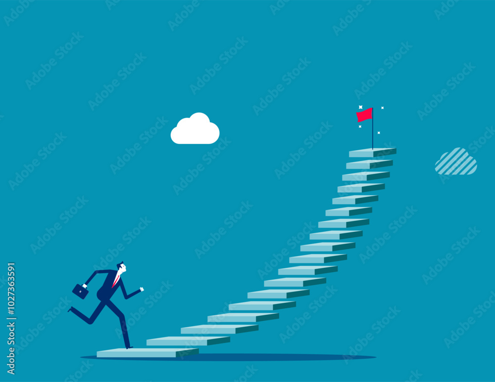 Stair to success, career path or step to achieve business target ...