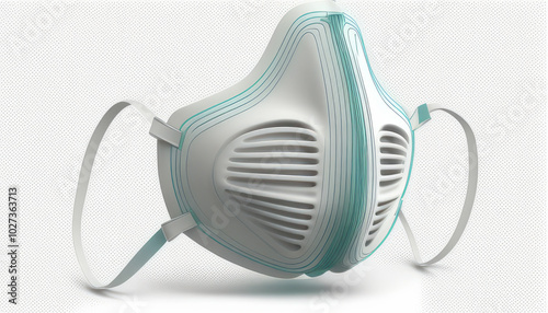 Industrial respirator mask illustration with detailed design lines photo