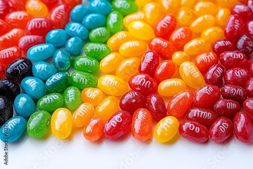 hyper realistic photo of  Jelly Beans  , copy space, copy space for text, photo