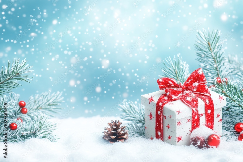 Christmas gifts box on festive background Christmas gifts box on festive background