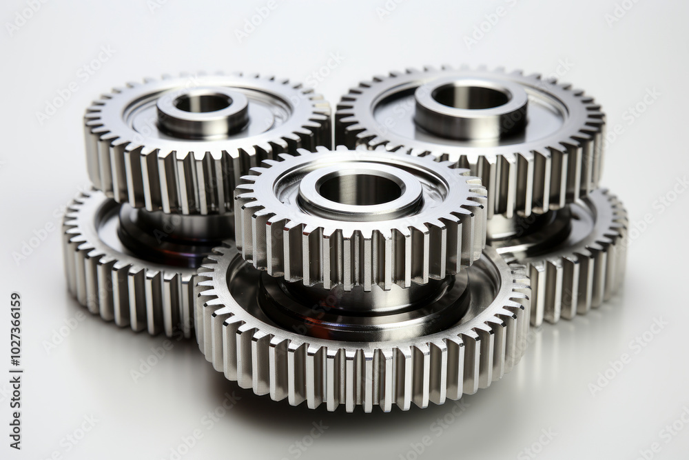 Close-up of metallic gears stacked together Close-up of metallic gears stacked together