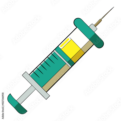 Vector syringe illustration for medical use and diabetes treatment awareness