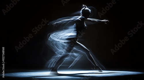 Dramatic Motion of Dancer in High Contrast Light