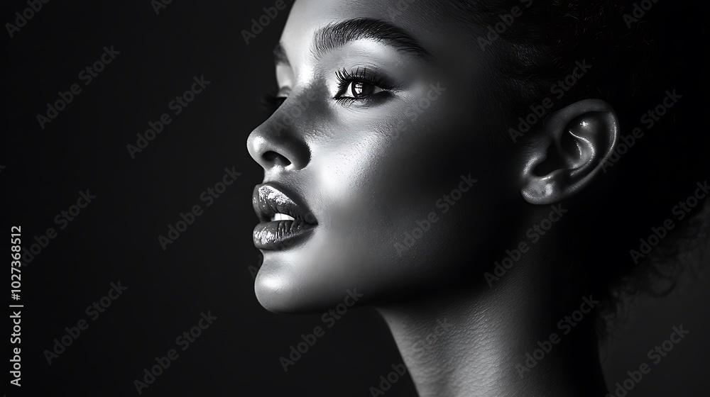 Striking Black and White Portrait of a Woman Striking Black and White Portrait of a Woman