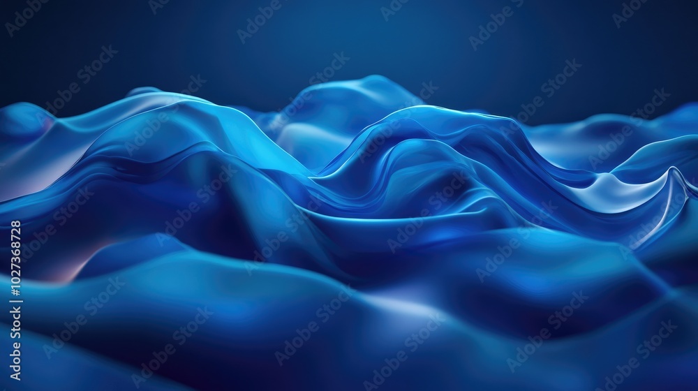 Fototapeta premium Abstract blue waves, flowing dynamically across the scene.