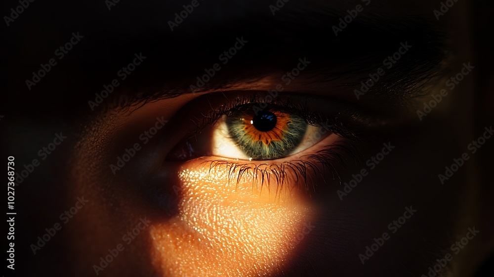 Dramatic Close-Up of Illuminated Eye