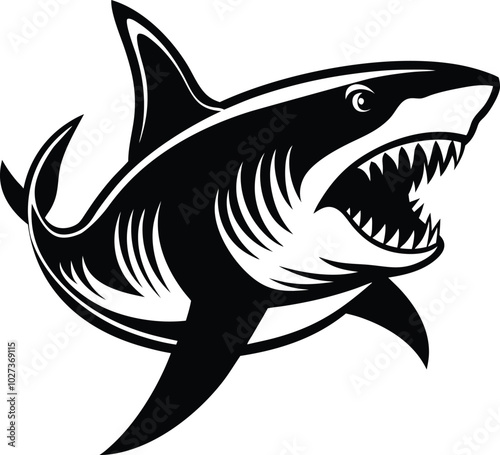 shark cartoon isolated on white