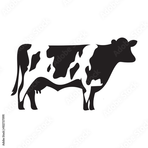  A vector silhouette cow illustration 