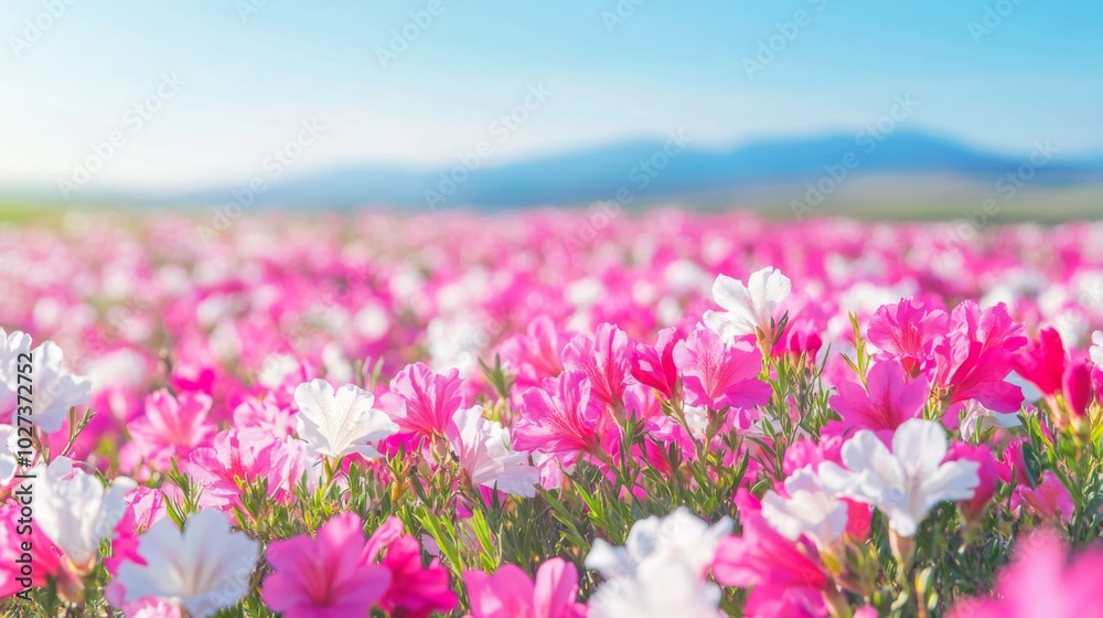 Obraz premium Close-up of Pink and White Flowers in a Field