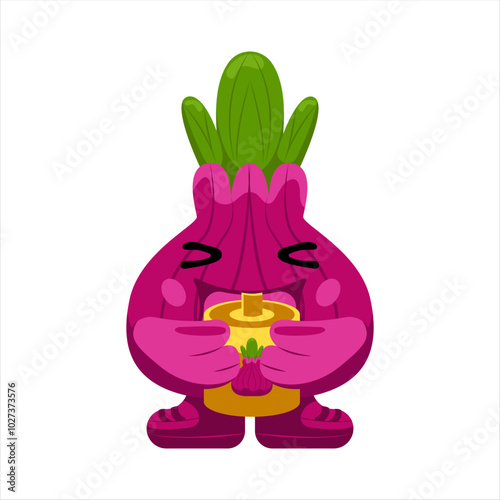 Cute Onion Mascot Illustration.