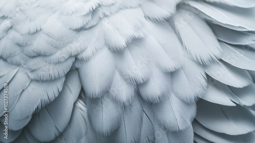 Close-up of White Feathers with a Soft, Silky Texture