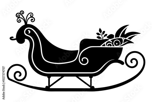 sleigh silhouette vector illustration