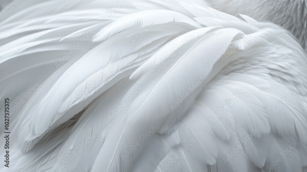 Fototapeta premium Close-up of White Bird Feathers with Delicate Texture