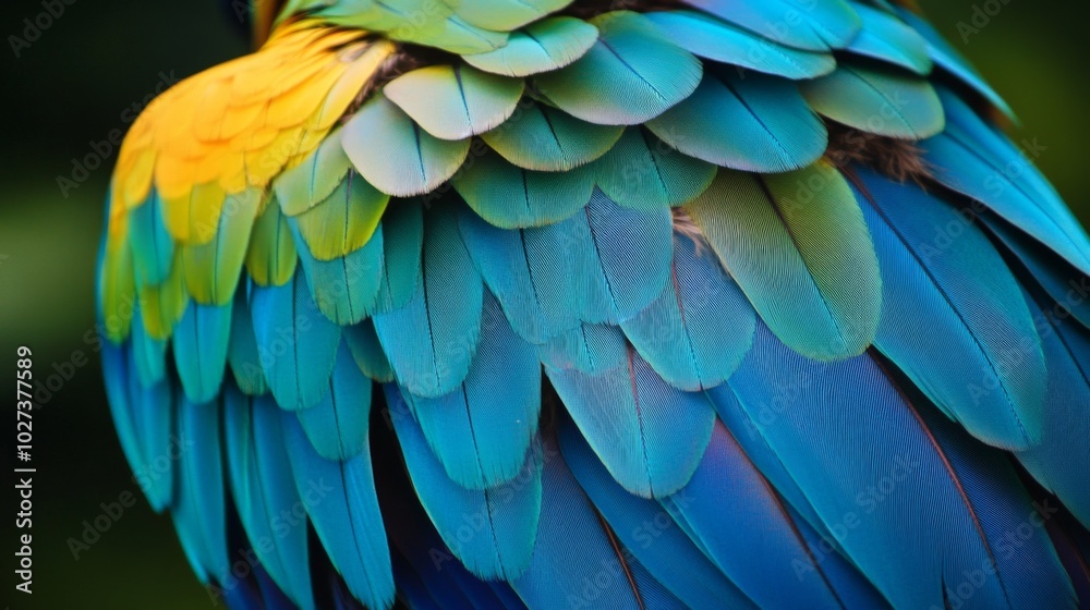 Obraz premium Close-up of Vibrant Blue and Green Parrot Feathers