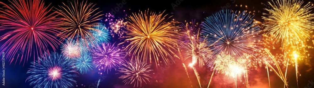 The night sky bursts with vibrant colors as fireworks explode during a festive celebration, attracting onlookers in awe The night sky bursts with vibrant colors as fireworks explode during a festive celebration, attracting onlookers in awe