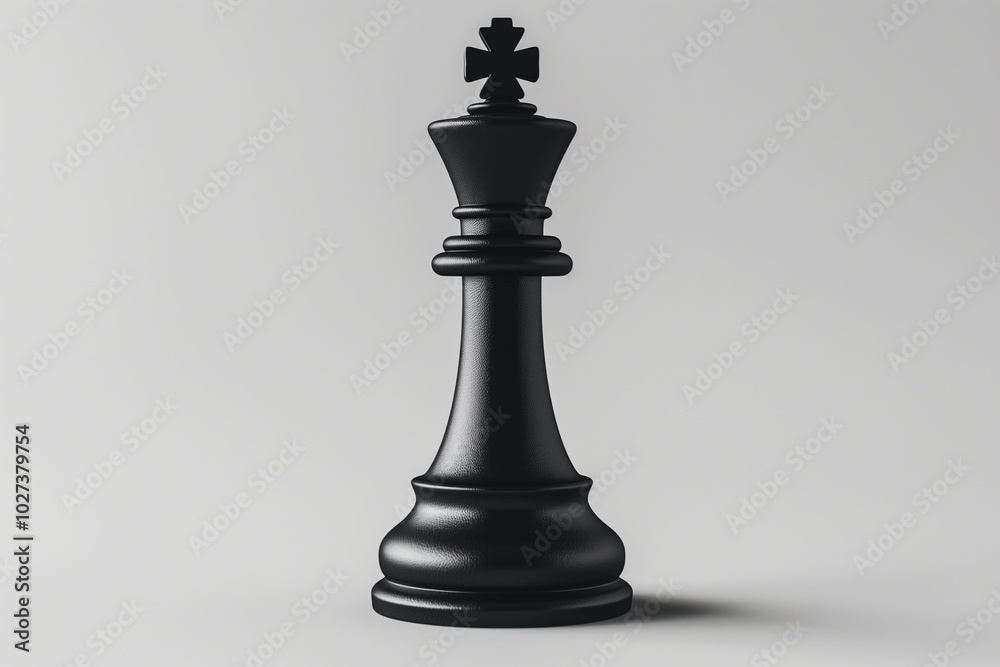 Black King Chess Piece on White Background Black King Chess Piece on White Background