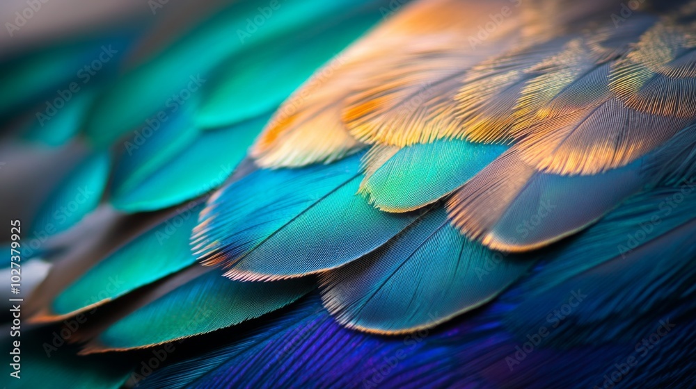 Obraz premium A Close-Up of Vibrant, Iridescent Bird Feathers