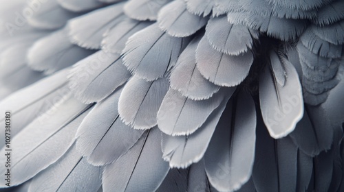 Close-up Texture of Gray Bird Feathers