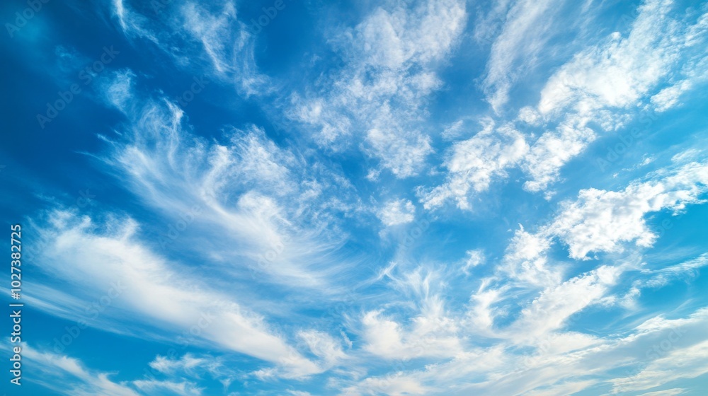 A Vibrant Blue Sky Adorned with Wispy White Clouds A Vibrant Blue Sky Adorned with Wispy White Clouds