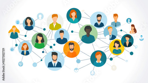 Minimalist Vector Illustration of Social Network with Pastel Nodes