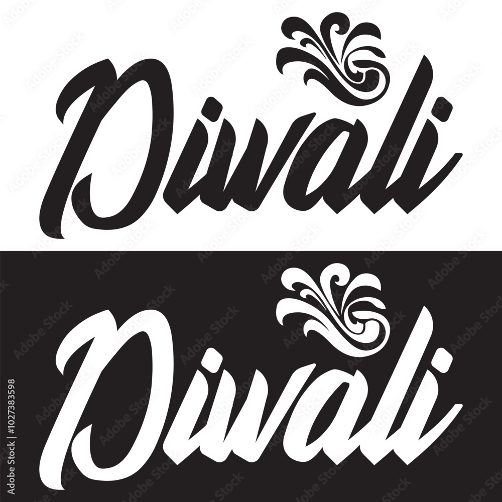 Happy Diwali Calligraphy text . Vector illustration isolated on white and black background. EPS 10 Happy Diwali Calligraphy text . Vector illustration isolated on white and black background. EPS 10