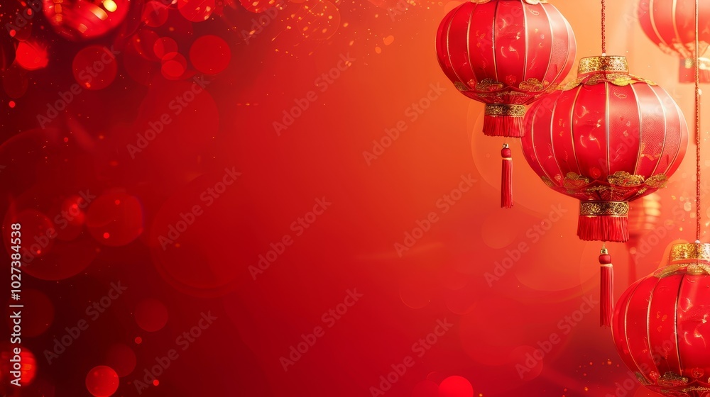 Vibrant banner with bright red chinese lanterns against festive backdrop for mid autumn celebrations Vibrant banner with bright red chinese lanterns against festive backdrop for mid autumn celebrations