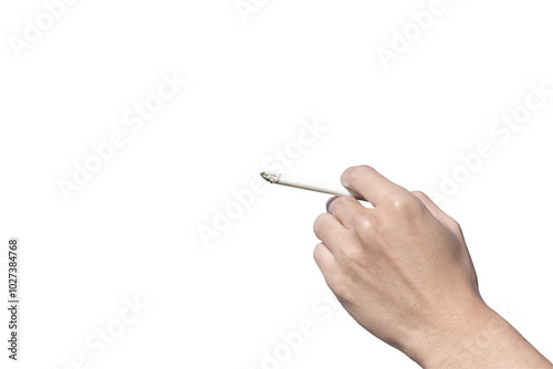 Fotografi Clipping of the left hand on the instep side holding a cigarette at the beginnin