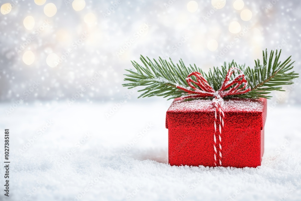 Christmas gifts box on festive background Christmas gifts box on festive background