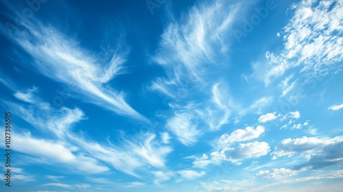 White Cirrus Clouds in a Blue Sky