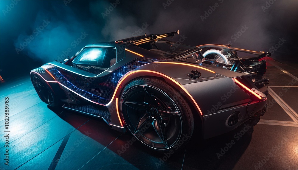 Naklejka premium Futuristic hardcore cyber heavy duty car