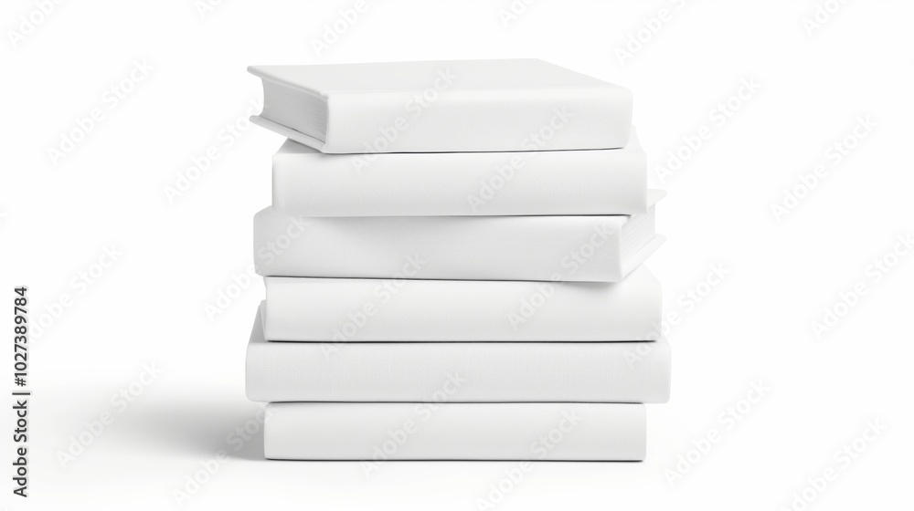 Minimalist stack of blank white books on a clean background Minimalist stack of blank white books on a clean background