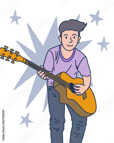 PEOPLE IS PLAYING GUITAR, SUITABLE FOR YOUR DESIGN NEEDS, FILE VECTOR