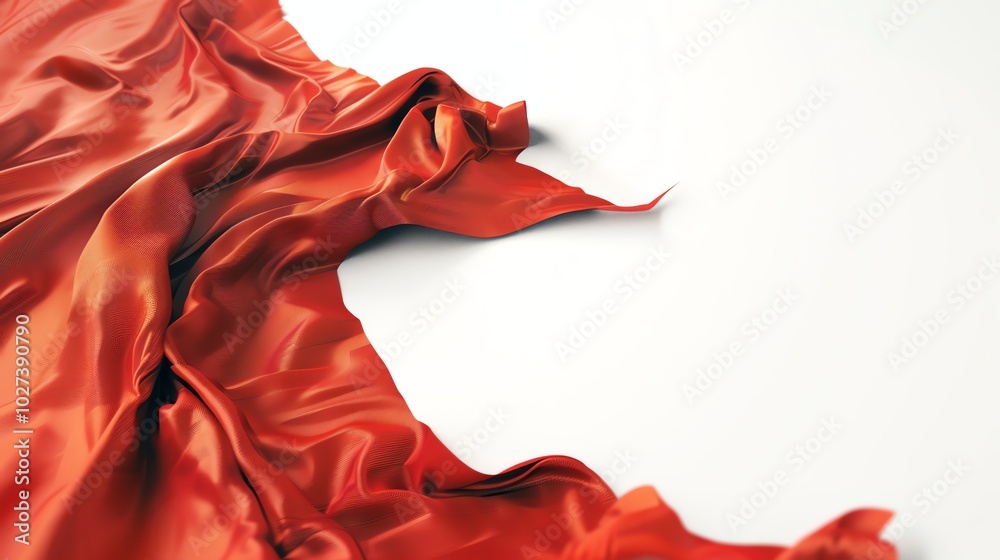 A piece of red fabric draped over a white background. A piece of red fabric draped over a white background.
