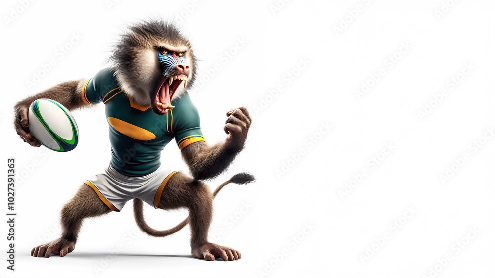 South African Baboon playing Rugby South African Baboon playing Rugby