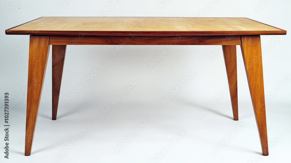 Fototapeta premium Stylish Rectangular Plywood Table with Tapered Legs
