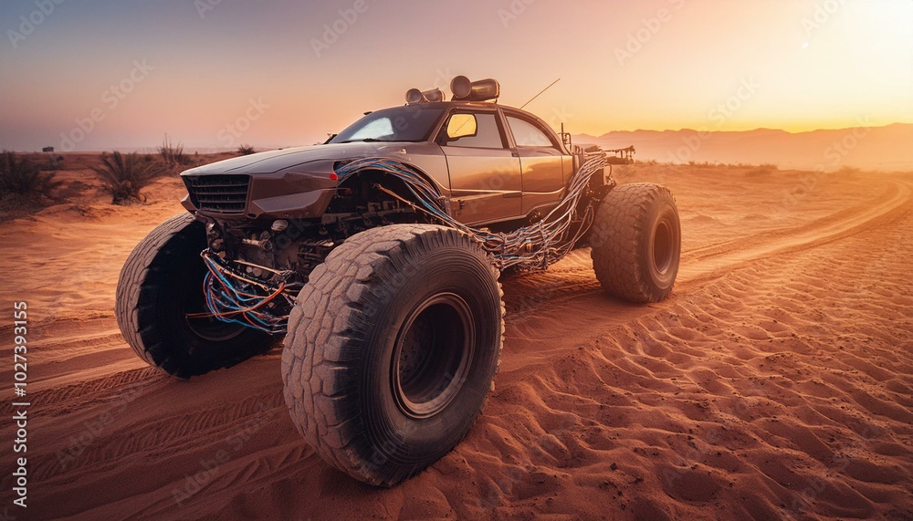 Futuristic cyber heavy duty offroad car with giant wheels Futuristic cyber heavy duty offroad car with giant wheels