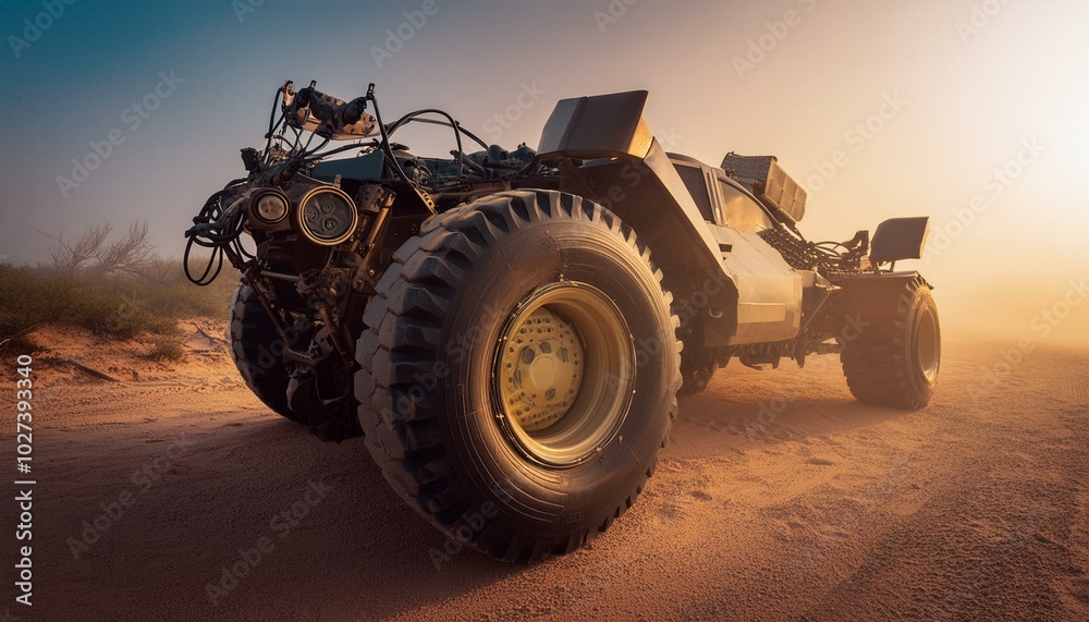 Futuristic cyber heavy duty offroad car with giant wheels Futuristic cyber heavy duty offroad car with giant wheels