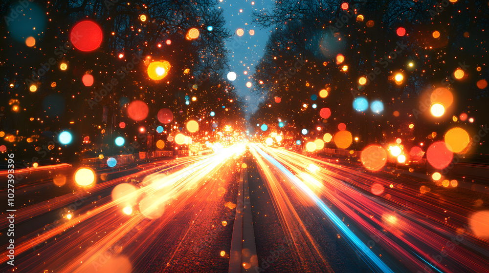 Exciting and Colorful Abstract Scene with Vibrant Light Trails and Motion Blur Depicting Technological Progression Exciting and Colorful Abstract Scene with Vibrant Light Trails and Motion Blur Depicting Technological Progression