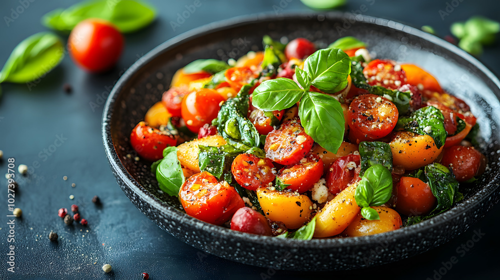 Warm and Inviting Sumptuous Plate of Tomato Basil Ricotta Pasta with SautÚed Spinach and Basil Warm and Inviting Sumptuous Plate of Tomato Basil Ricotta Pasta with SautÚed Spinach and Basil