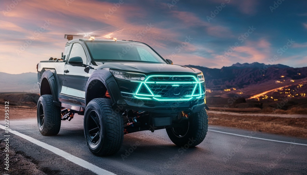 Big futuristic cyber pickup truck Big futuristic cyber pickup truck