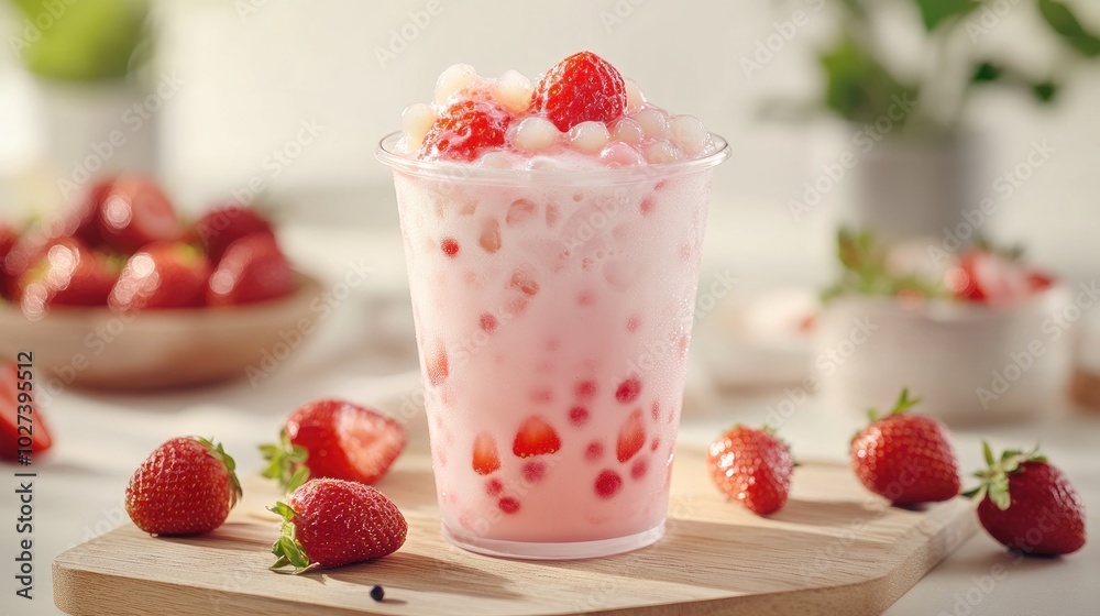 Refreshing Bubble Tea in Transparent Cup with Straw Refreshing Bubble Tea in Transparent Cup with Straw