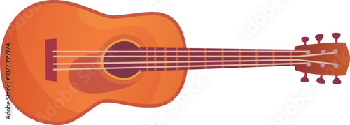 The acoustic guitar features an orange brown finish and classic design ideal for musicians of all skill levels inviting creativity and performance.