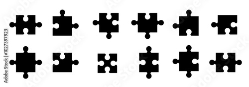 Puzzle piece element collection. Set of game puzzle. Vector