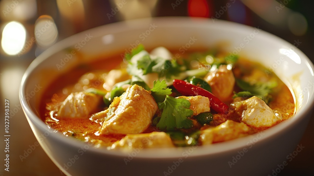 Delicious Panang Curry with Chicken in a Bowl Delicious Panang Curry with Chicken in a Bowl