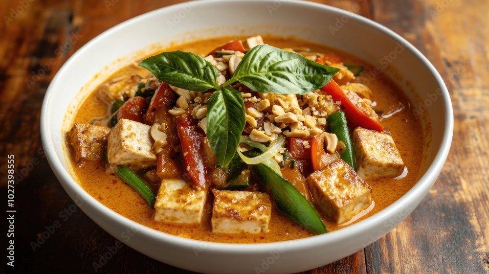 Delicious Vegetarian Panang Curry with Tofu and Vegetables Delicious Vegetarian Panang Curry with Tofu and Vegetables
